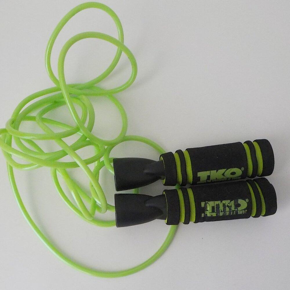 TKO High Speed Soft Grip Weighted Cable Jump Rope 9 ft. Black and Green Sports